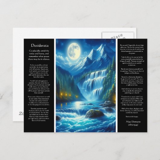 Desiderata waterval fluistert briefkaart (Voorkant / Achterkant)