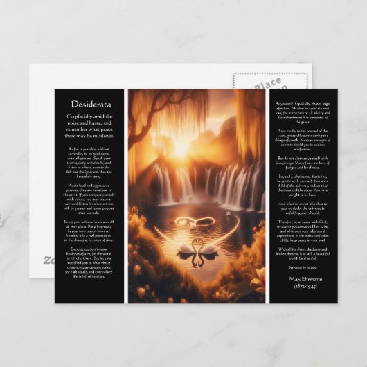 Desiderata Waterval: Gouden Romance Herfsten Briefkaart (Voorkant / Achterkant)
