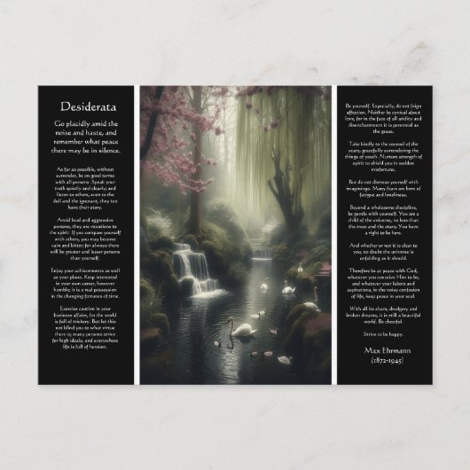 Desiderata waterval: kersenbloesems en zwanen briefkaart (Voorkant)