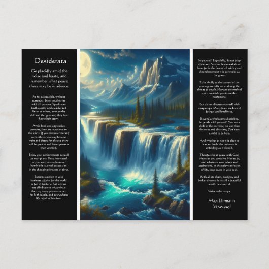 Desiderata waterval reflecties briefkaart (Voorkant)