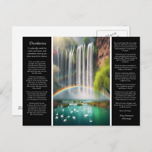 Desiderata Waterval: Regenboog over vallende liefd Briefkaart (Voorkant / Achterkant)