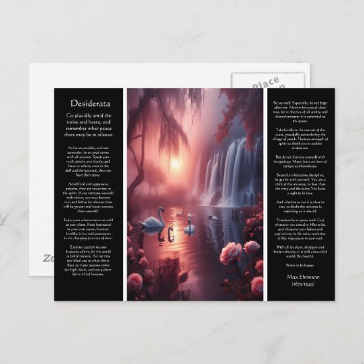 Desiderata Waterval: Serene Duskfall Valley Briefkaart (Voorkant / Achterkant)