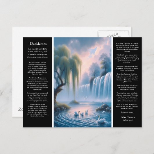 Desiderata Waterval: Serene Pastel Motion Briefkaart (Voorkant / Achterkant)