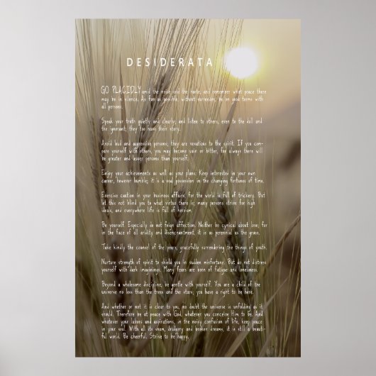 DESIDERATA Wheat Field Poster (Voorkant)