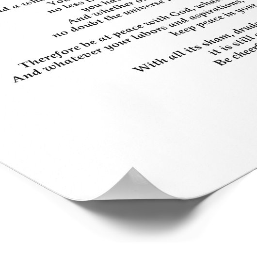 Desiderata White Poster (Hoek)