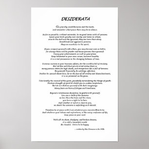 Desiderata White Poster