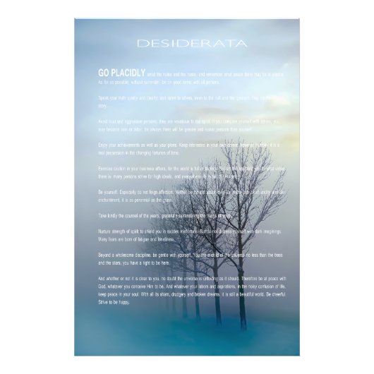 DESIDERATA Winter Trees Foto Afdruk (Voorkant)