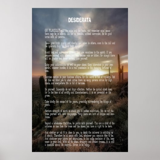 DESIDERATA-woestijn Poster (Voorkant)