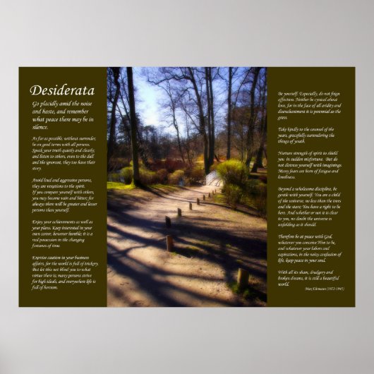 Desiderata - Woodland Bridge Path Poster (Voorkant)