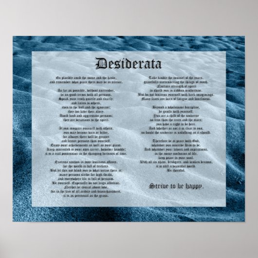 Desiderata - Zand overbrengen Poster (Voorkant)