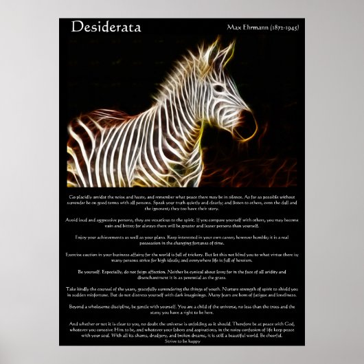 Desiderata Zibra Poster (Voorkant)