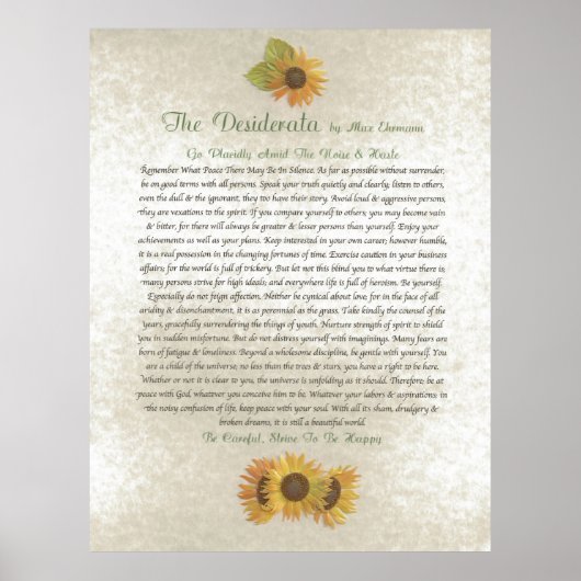 DESIDERATA Zonnebloemen Poster (Voorkant)
