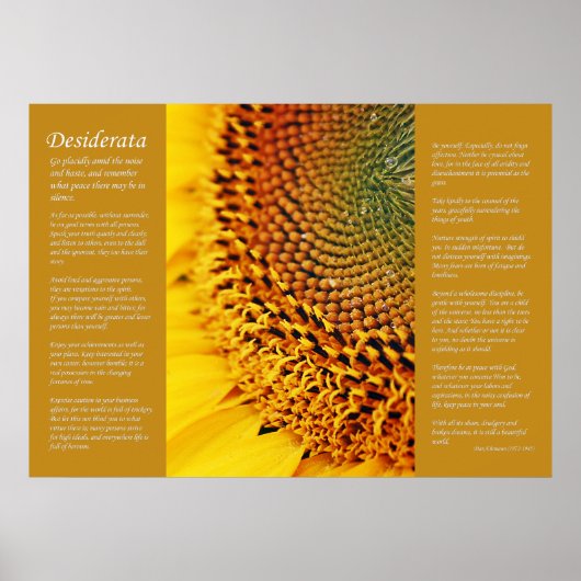 Desiderata - Zonnebloemzaad Poster (Voorkant)