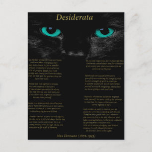 Desiderata zwarte kat met zijn Turquoise-ogen Briefkaart