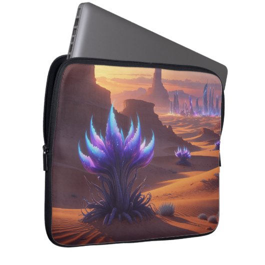 Desierto místico con ciudad futurista laptop sleeve (Voorkant Rechts)