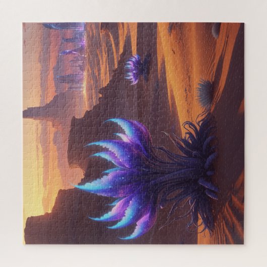 Desierto místico con ciudad futurista legpuzzel (Verticaal)