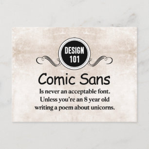 Design 101: Comic Sans is nooit een aanvaardbaar l Briefkaart