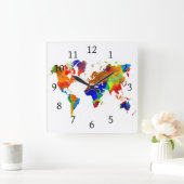 Design 33 World Map Vierkante Klok (Huis)