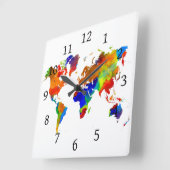 Design 33 World Map Vierkante Klok (Hoek)
