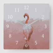 Design 60 flamingo bird vierkante klok (Voorkant)