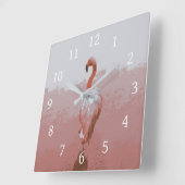 Design 60 flamingo bird vierkante klok (Hoek)
