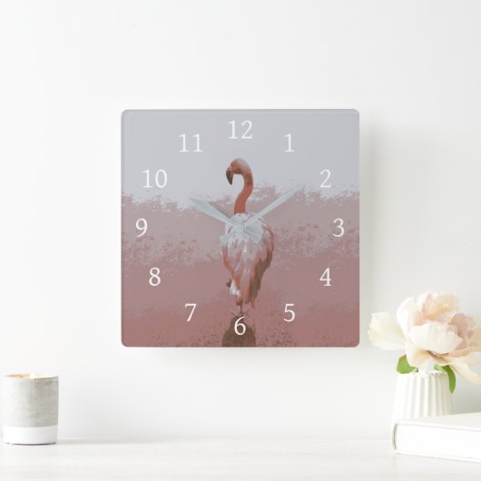 Design 60 flamingo bird vierkante klok (Huis)