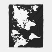 Design 69 zwart-witte wereldkaart fleece deken (Voorkant)