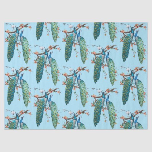 Design 6 Blue Tissue Paper uit de Peacock-reeks Tissuepapier (Voorkant)