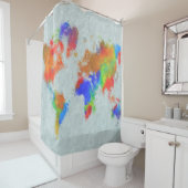 Design 78-Wereldkaart Douchegordijn (In situ)