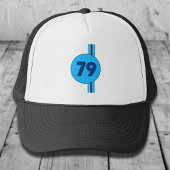Design 79 in blue on turquoise with stripes trucker pet