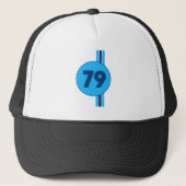 Design 79 in blue on turquoise with stripes trucker pet (Voorkant)