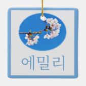 Design #8 Cherry Blossom met Emily in Koreaans Keramisch Ornament (Achterkant)
