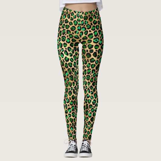 Design 8 uit de Emerald and Gold Safari-reeks Leggings (Voorkant)