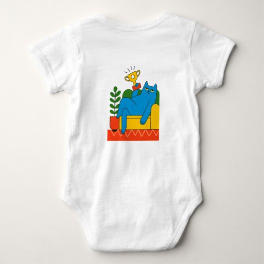 Design - Blue Cat Trophy Lounger - T-Shirt Baby  (Achterkant)