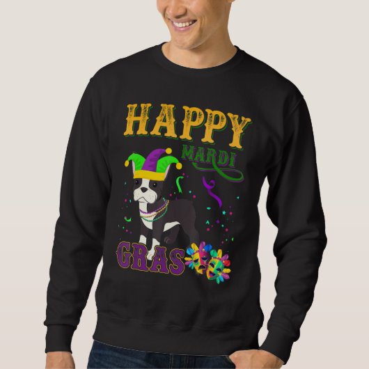 Design Boston Terrier Dog Animal Arts Mard Trui (Voorkant)