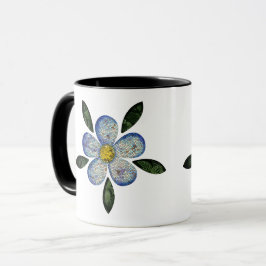 Design de Flor Pixelada com Folhas Esverdeadas Mok