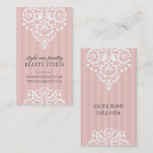  DESIGN eenvoudig bloemwit bord roze grijs Visitekaartje (Voorkant / Achterkant)