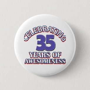 design en geschenken van 35 jaar oud ronde button 5,7 cm
