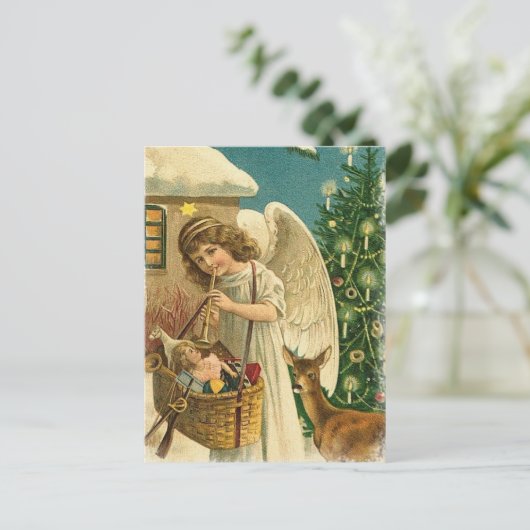  design engel, herten en kerstboom feestdagenkaart (Staand voorkant)