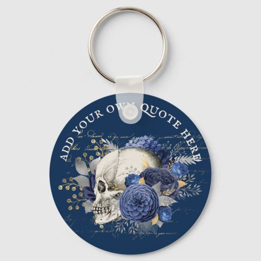 Design Ewn Gothic Skull Blue Rozen Gothic Death Sleutelhanger (Voorkant)