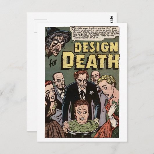 Design for Death  Horror Comics Panel Briefkaart (Voorkant / Achterkant)