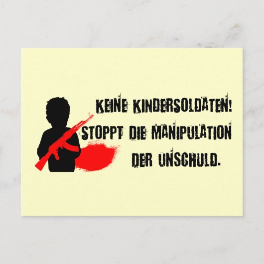 Design für Kinderrechte: Keine Kindersoldaten! Briefkaart (Voorkant)