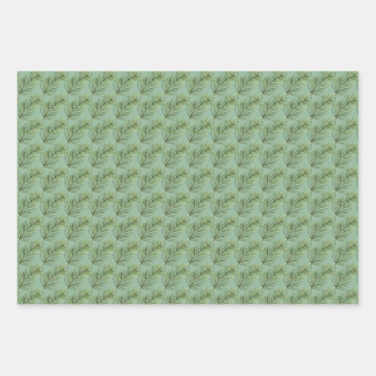 Design, Gingham Check en Pine Branch Inpakpapier Vel (Voorkant 3)