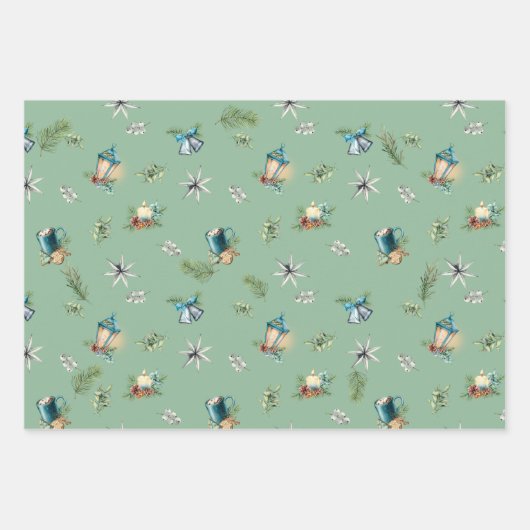  Design, Gingham Check en Pine Branch Inpakpapier Vel (Voorkant)