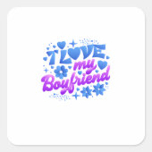 Design-ik hou van mijn vriend vierkante sticker (Voorkant)