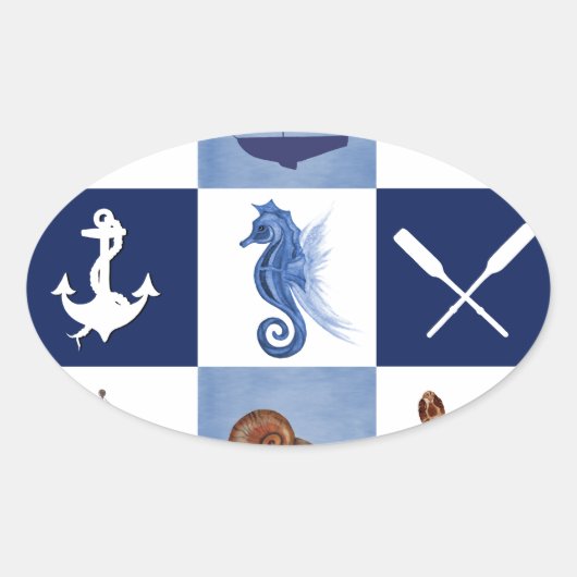 Design in de Noordzee Ovale Sticker (Voorkant)