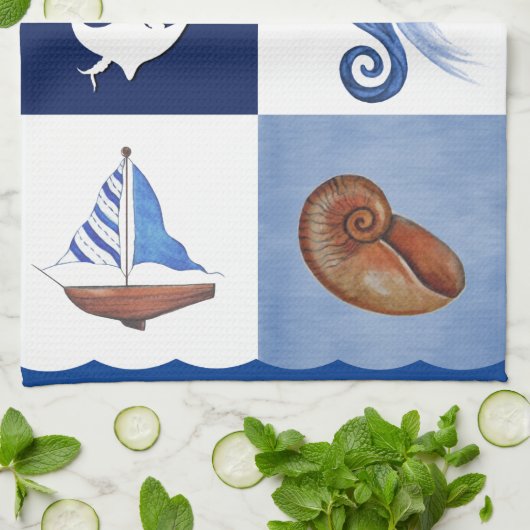 Design in de Noordzee Theedoek (Gevouwen)