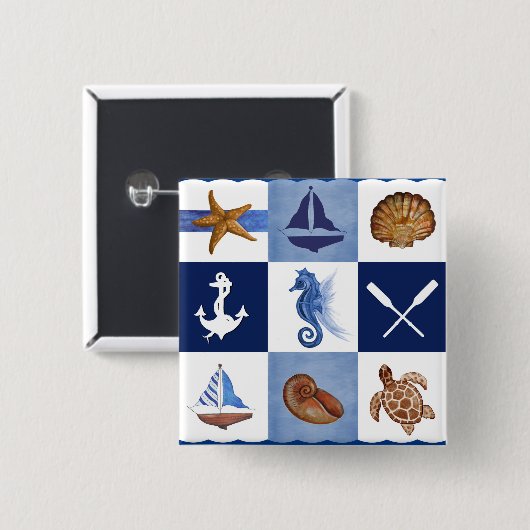 Design in de Noordzee Vierkante Button 5,1 Cm (Voorkant /achterkant)