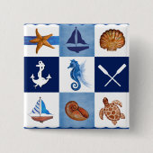 Design in de Noordzee Vierkante Button 5,1 Cm (Voorkant)