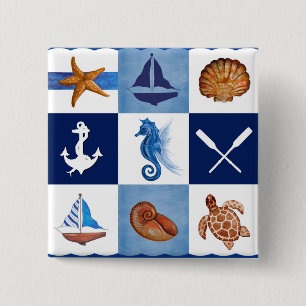 Design in de Noordzee Vierkante Button 5,1 Cm